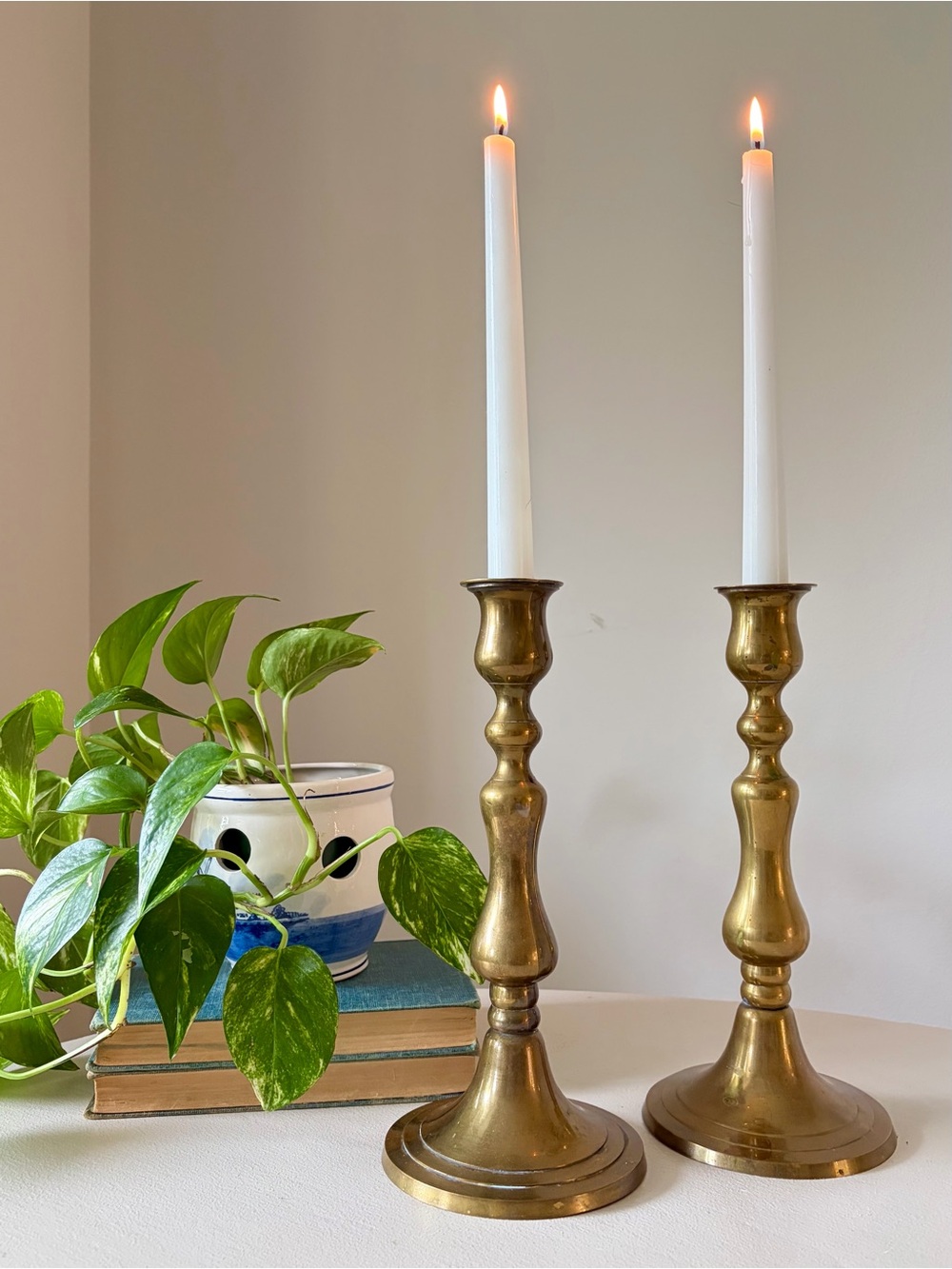 Vintage Brass Candlestick Holders – Pair